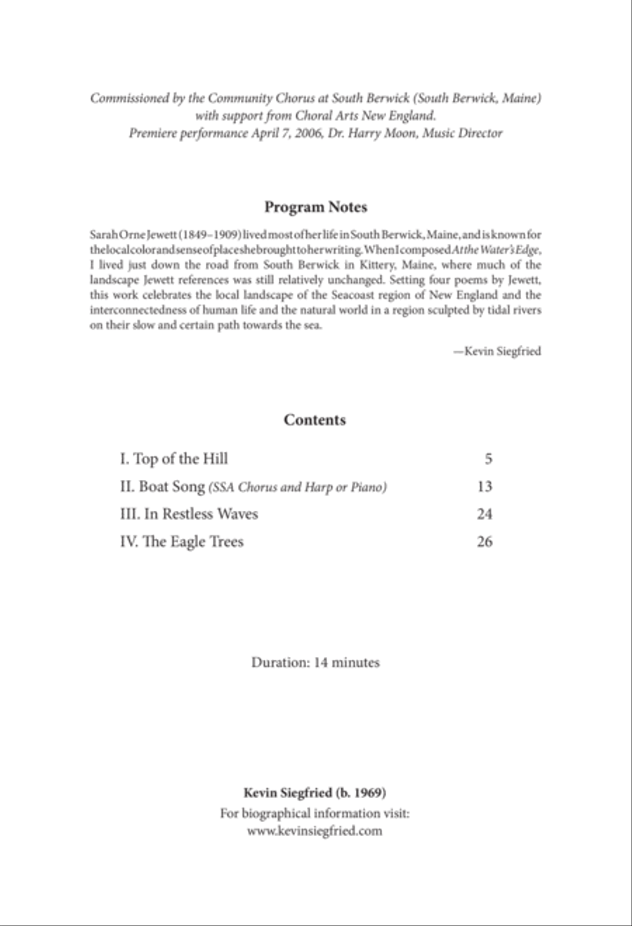 At the Water's Edge Divisi scores gallery preview page 1