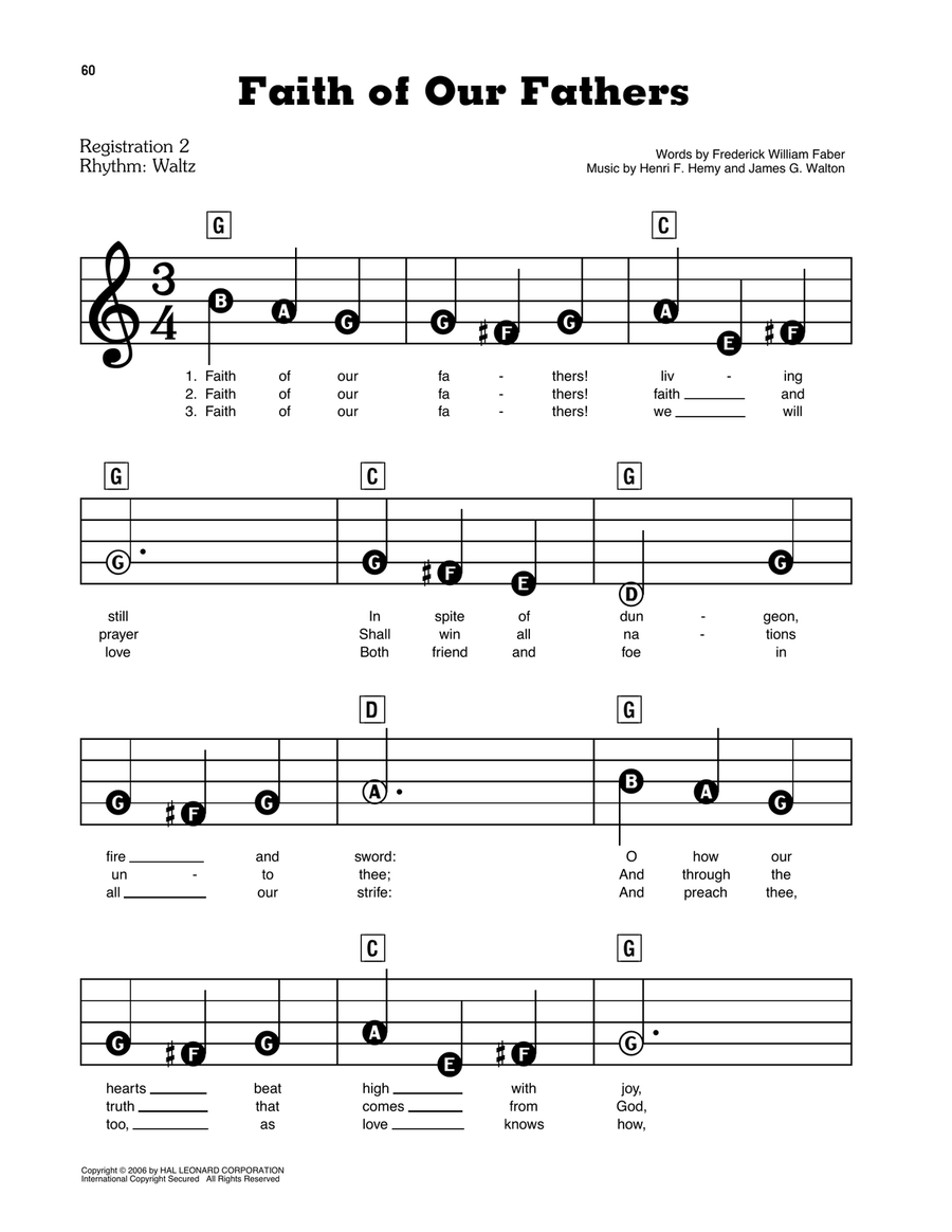 Faith Of Our Fathers Electronic Keyboard scores gallery preview page 1