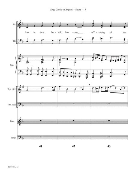 Sing, Choirs of Angels! - Brass and Percussion Score and Parts