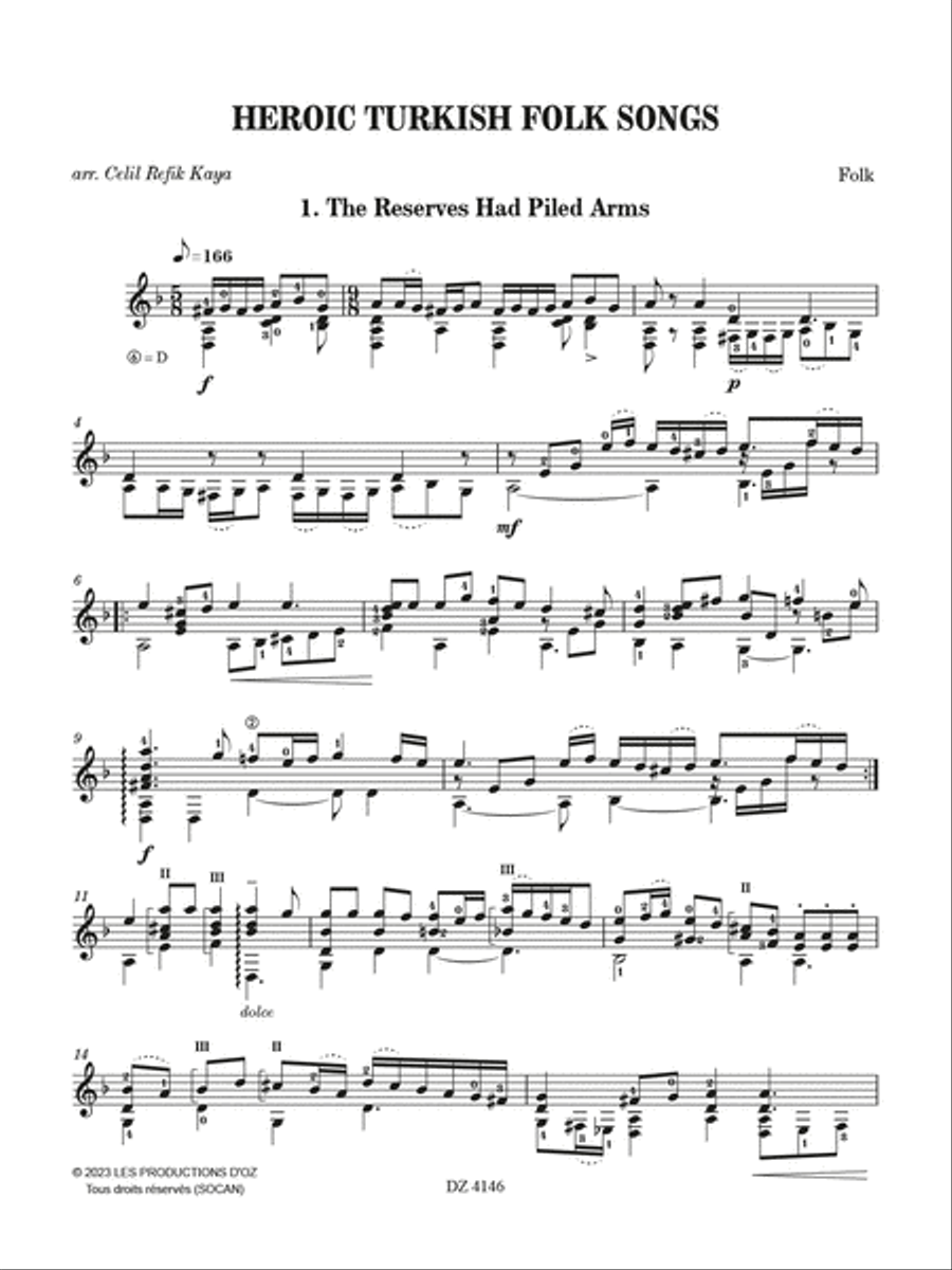 Heroic Turkish Folk Songs Classical Guitar scores gallery preview page 2