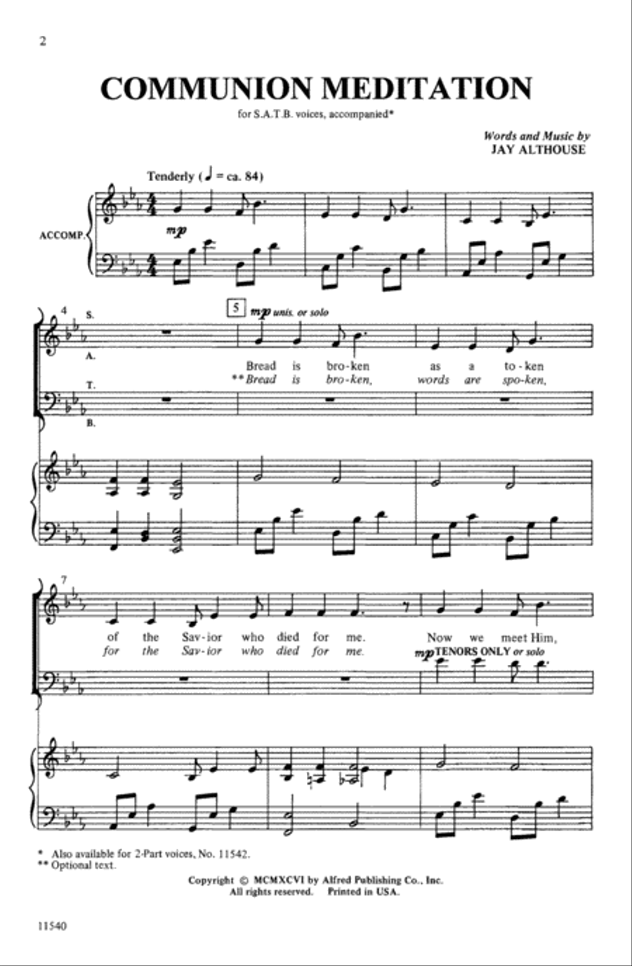 Communion Meditation 4-Part scores gallery preview page 2