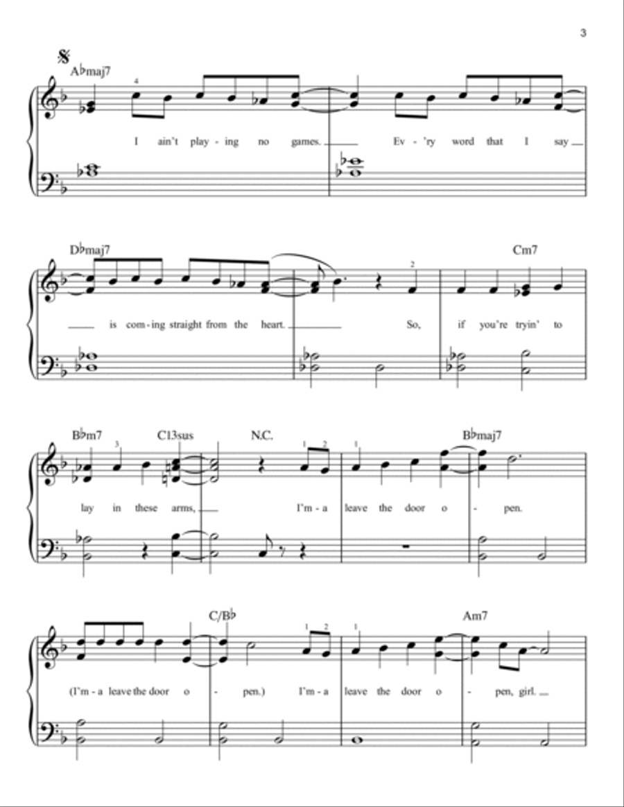 Leave The Door Open Easy Piano scores gallery preview page 3