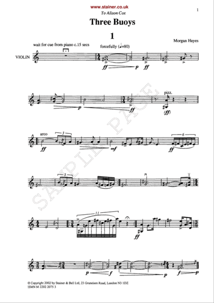 Three Buoys for Violin, Viola and Piano Violin scores gallery preview page 3