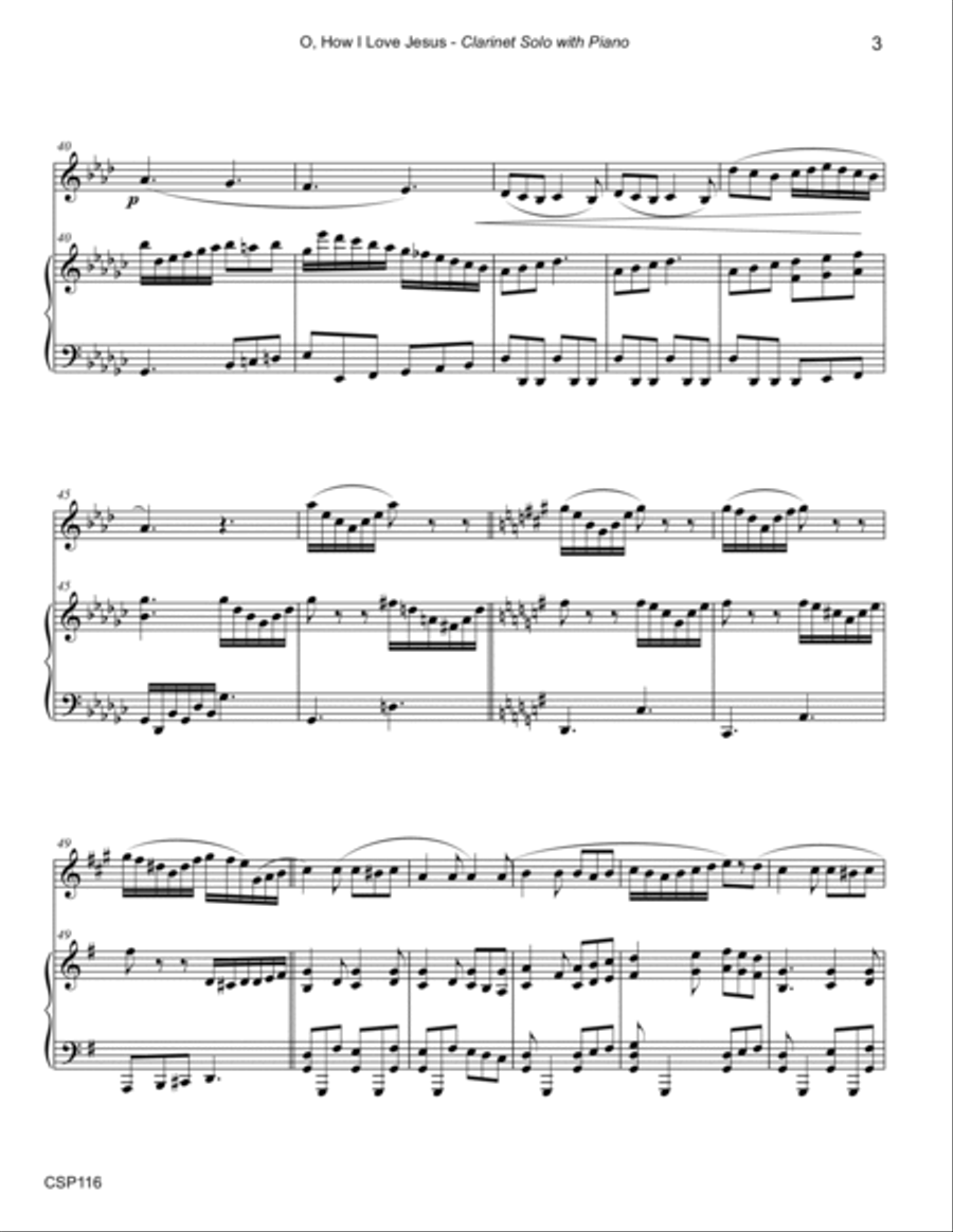 O HOW I LOVE JESUS - CLARINET SOLO with Piano Accompaniment O HOW I LOVE JESUS - CLARINET SOLO with Piano Accompaniment Clarinet Solo scores gallery preview page 3