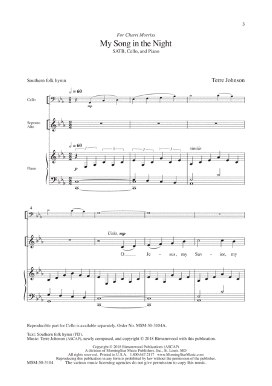 My Song in the Night 4-Part scores gallery preview page 2