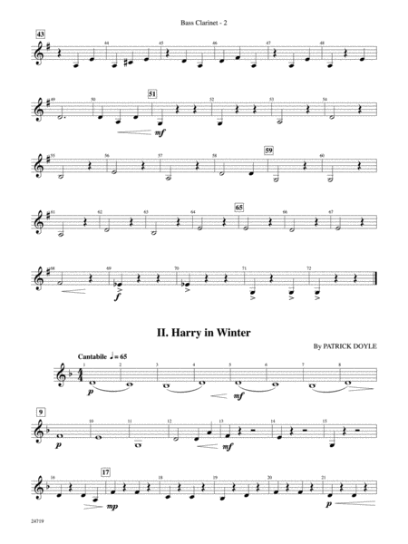 Harry Potter and the Goblet of Fire, Themes from: B-flat Bass Clarinet