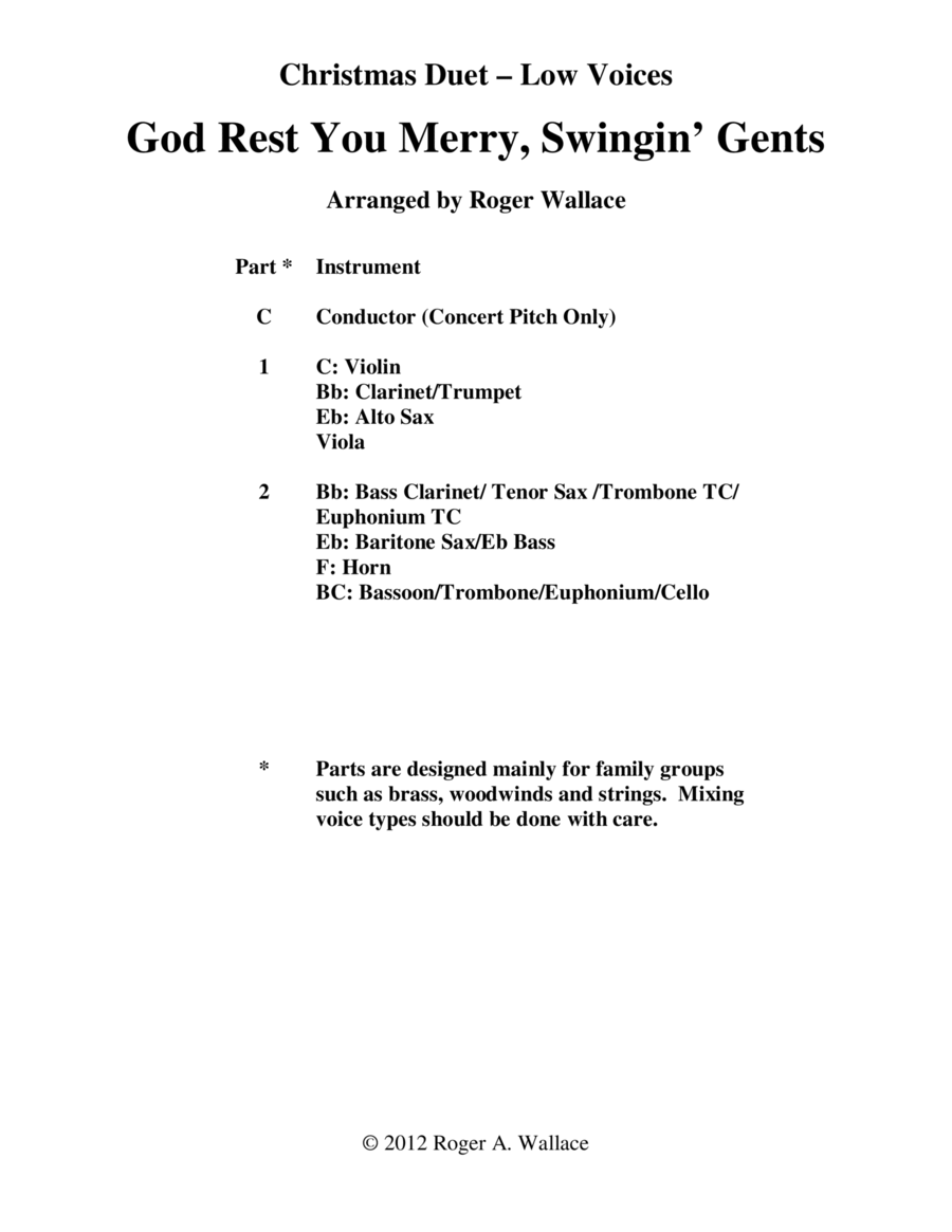 God Rest You Merry, Gentlemen (Mixed Duet) Score and Parts scores gallery preview page 1