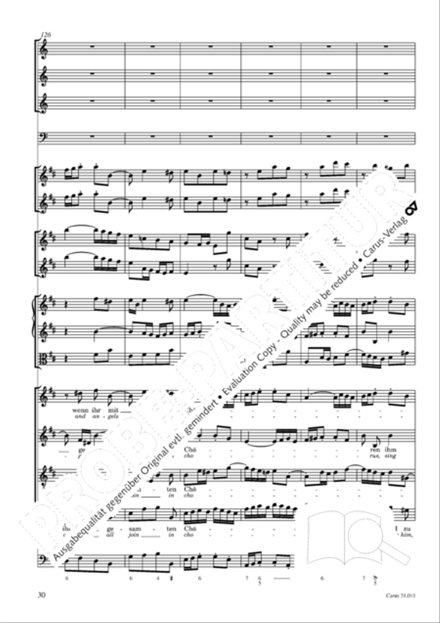 Lobet Gott in seinen Reichen (Himmelfahrtsoratorium) 4-Part scores gallery preview page 31