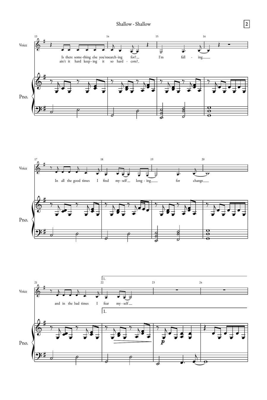 Shallow A Cappella scores gallery preview page 2