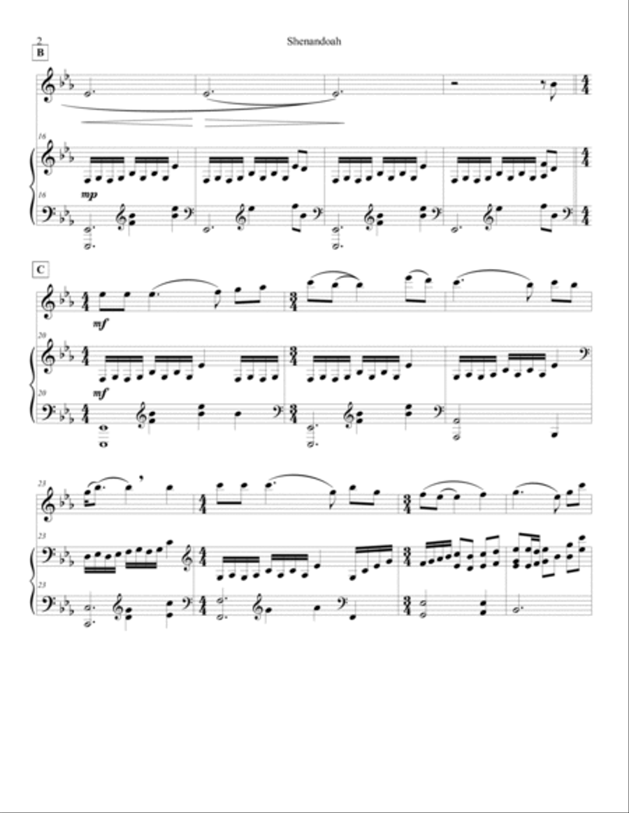 Shenandoah arr. for flute & piano image number null