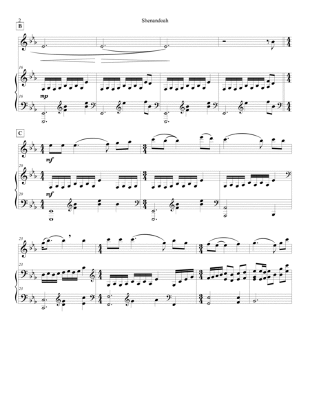 Shenandoah arr. for flute & piano image number null