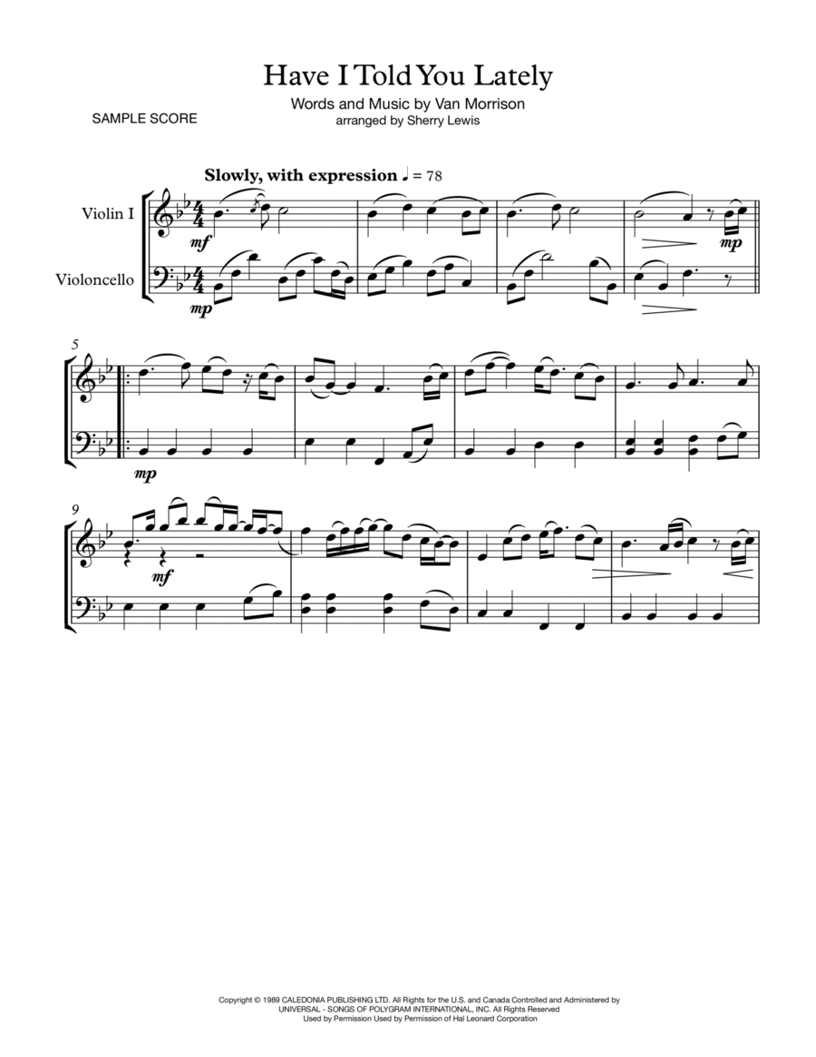 Have I Told You Lately String Duet scores gallery preview page 1