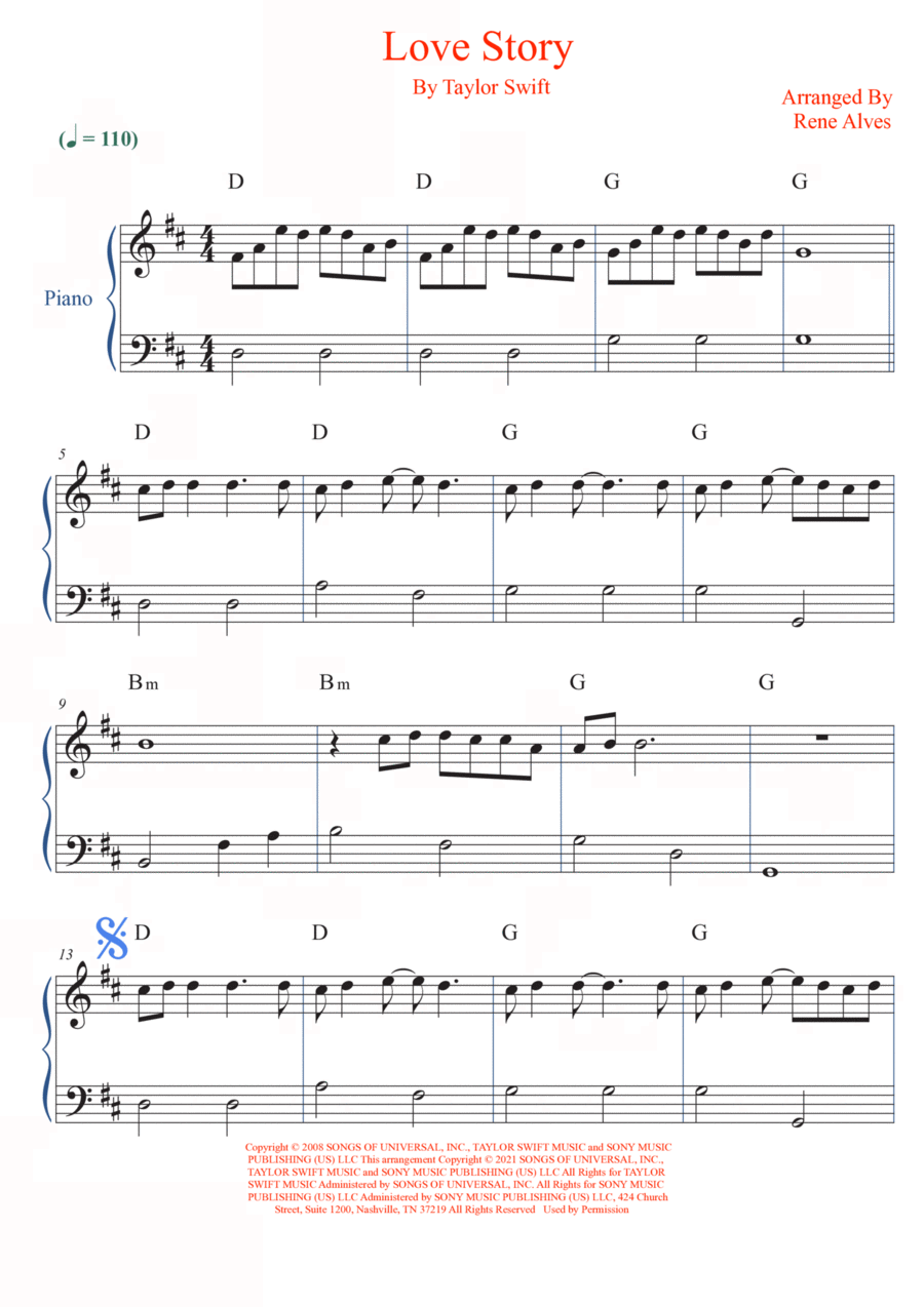 Love Story Easy Piano scores gallery preview page 1