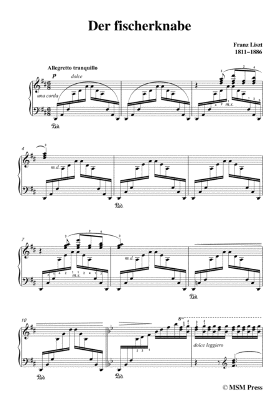 Liszt-Der fischerknabe in D Major,for Voice and Piano Voice Solo scores gallery preview page 3