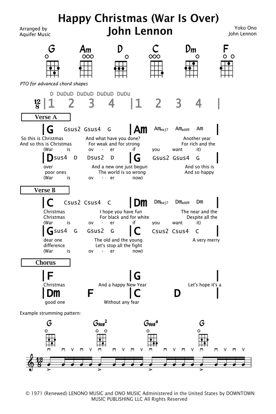 Happy Xmas (War Is Over) Ukulele scores gallery preview page 1