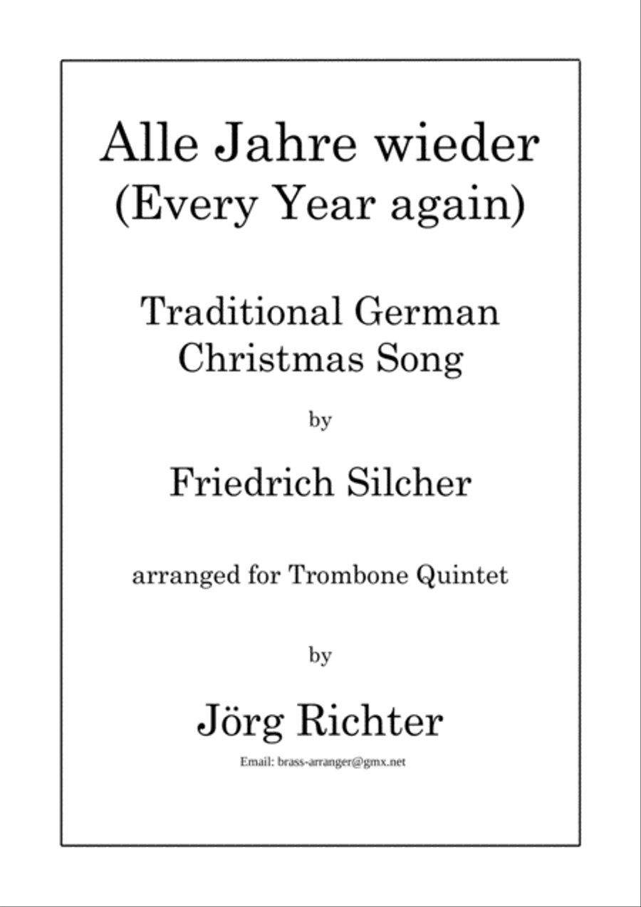 Every year again (Alle Jahre wieder) for trombone quintet Brass Quintet scores gallery preview page 1