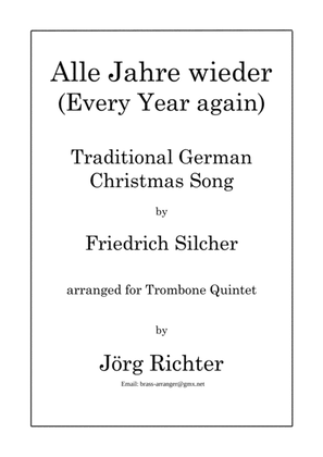 Book cover for Every year again (Alle Jahre wieder) for trombone quintet
