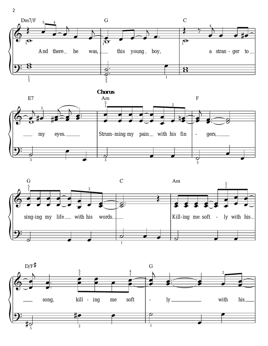Killing Me Softly With His Song Easy Piano scores gallery preview page 2