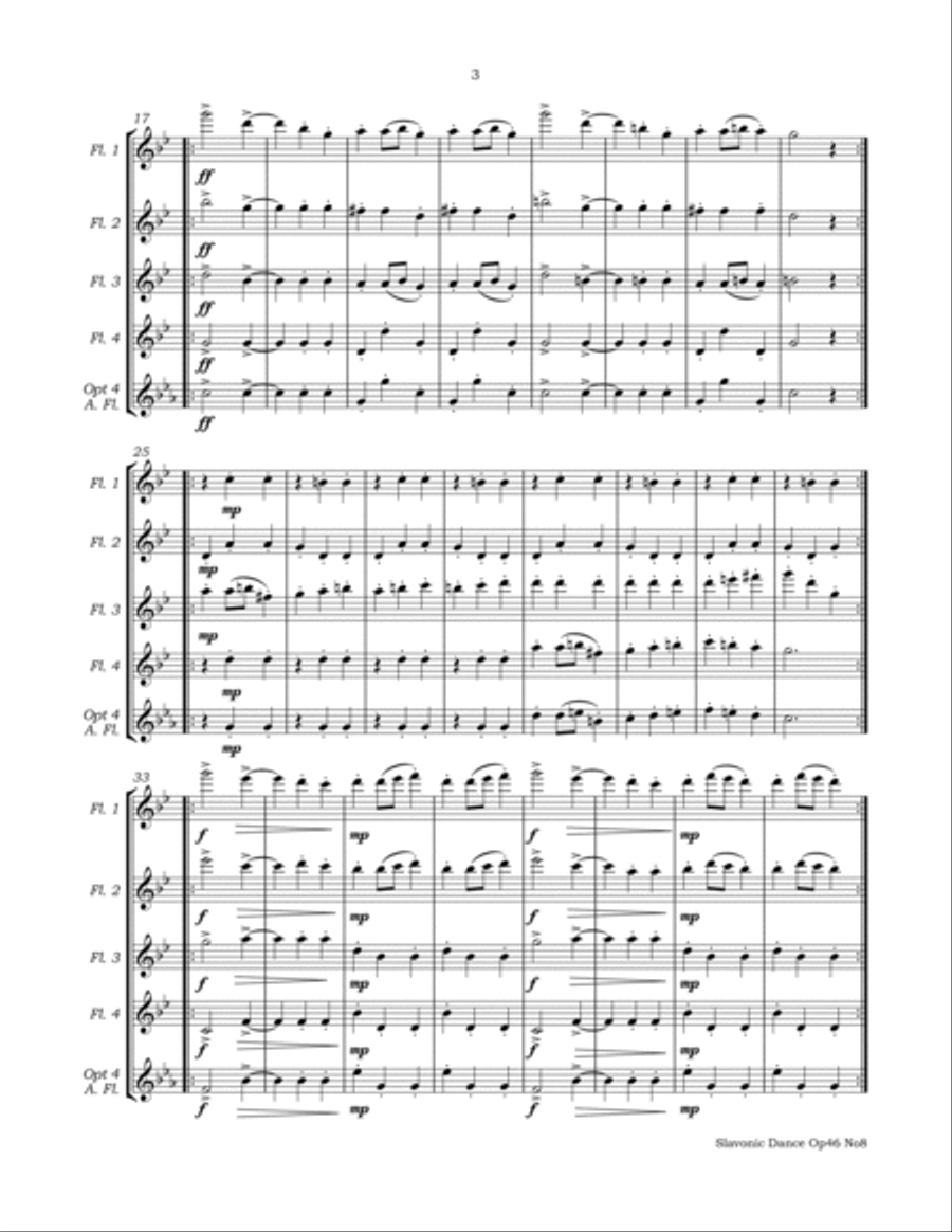 Slavonic Dance Op46 No8 for Flute Quartet Flute Quartet scores gallery preview page 6