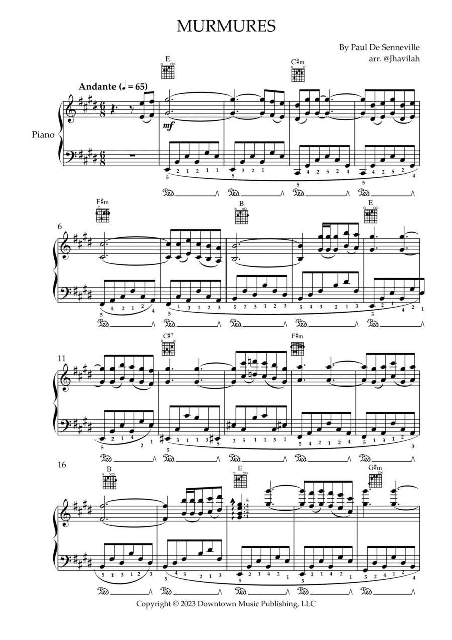 Murmures Piano Solo scores gallery preview page 1