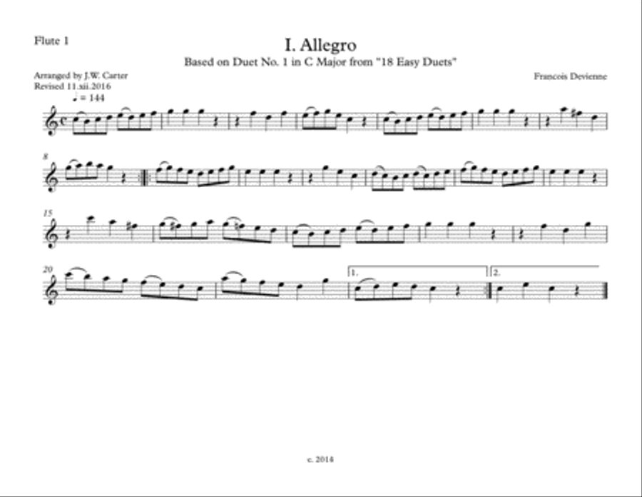Homage a Devienne, Suite in 3 Pieces & an Encore, I. Allegro, for 2 Flutes & Bassoon, by J.W. Carter Woodwind Trio scores gallery preview page 3