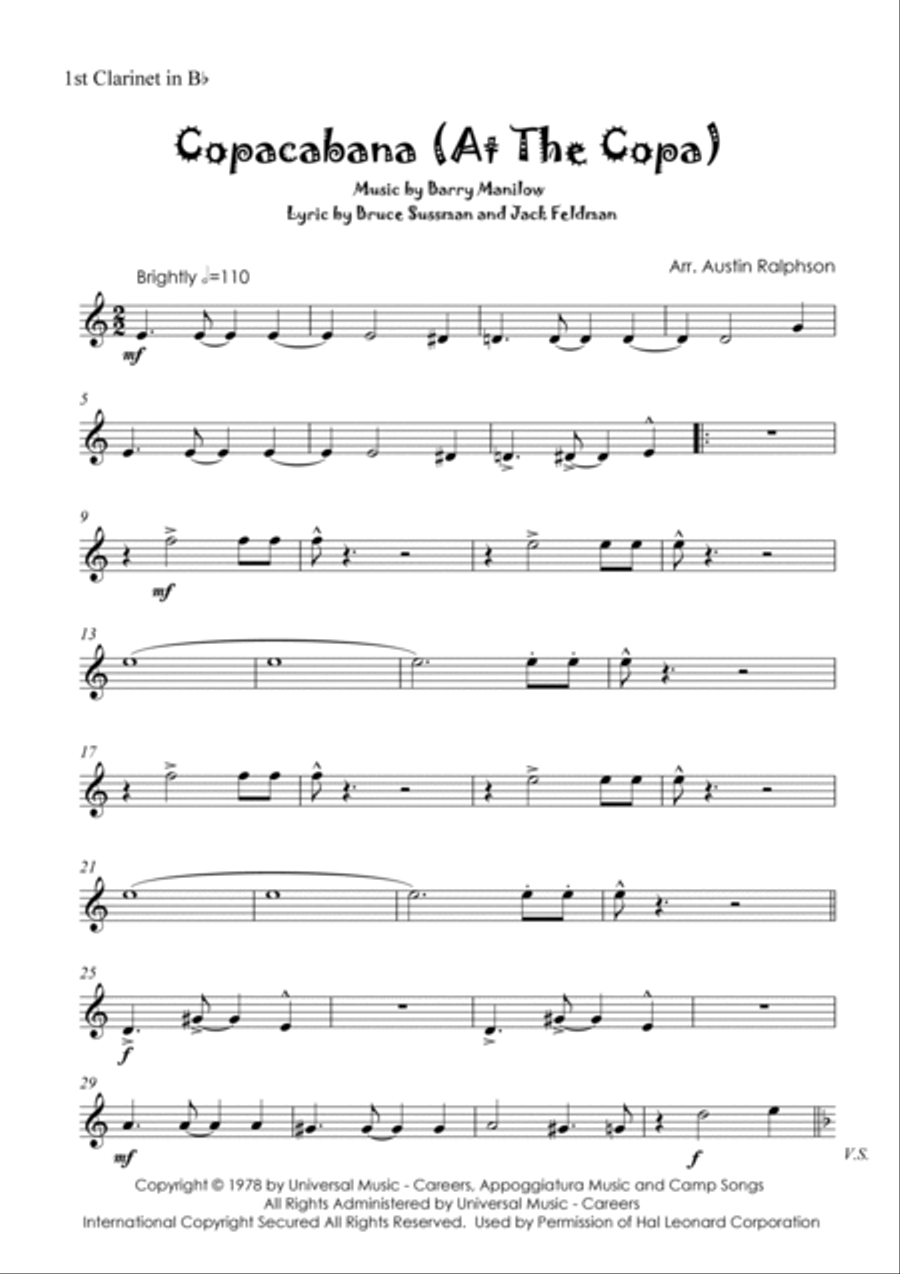 Copacabana (At The Copa) Clarinet Quintet scores gallery preview page 3