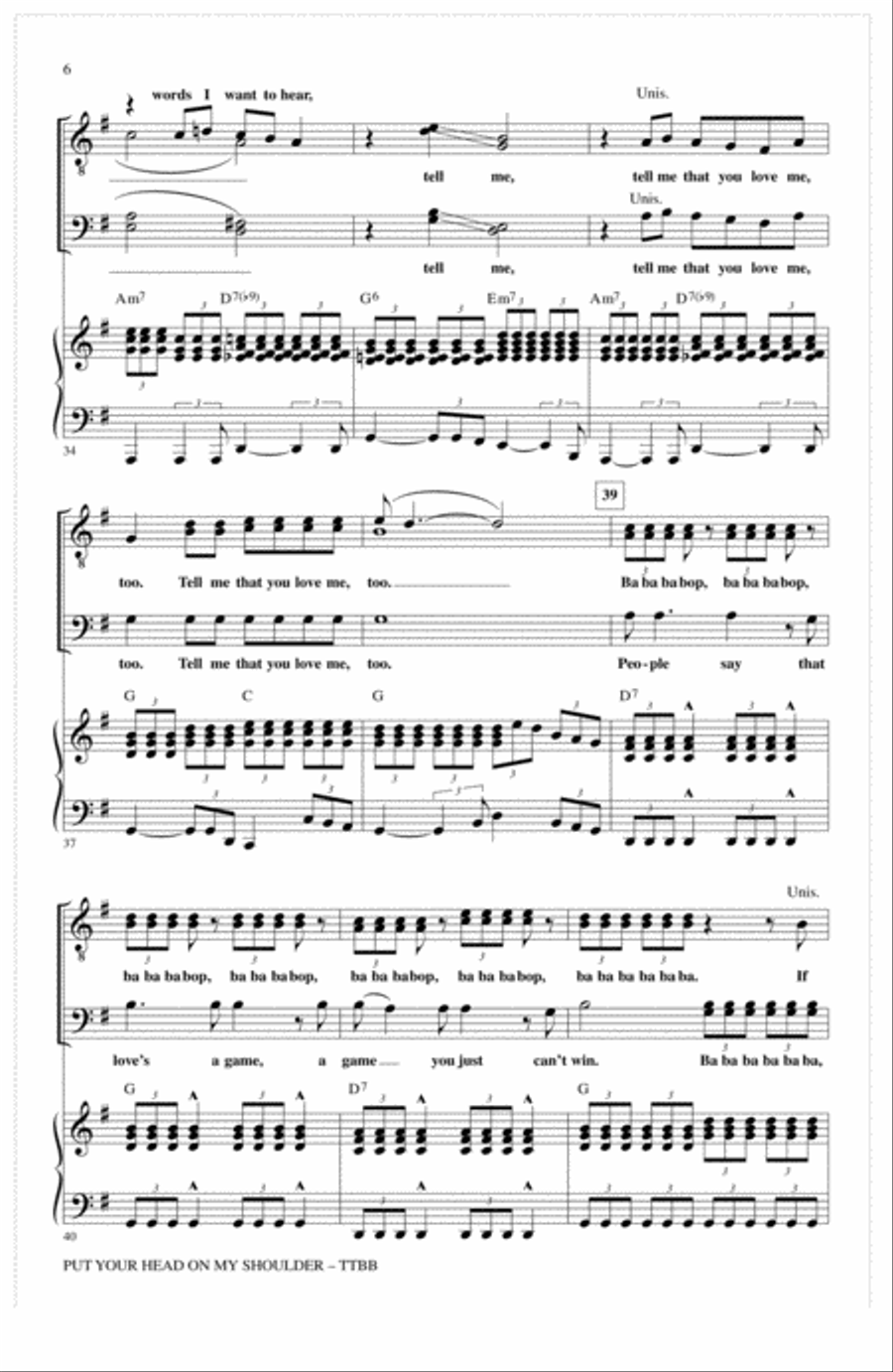 Put Your Head On My Shoulder (arr. Mac Huff) TTBB scores gallery preview page 5