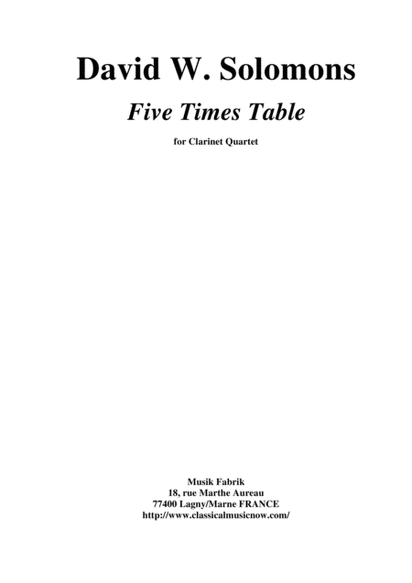 David W. Solomons: Five Times Table for 3 Bb clarinets and bass clarinet image number null