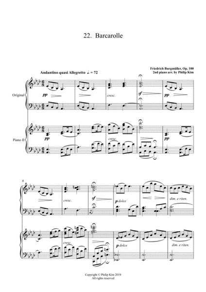 22. Barcarolle 25 Progressive Studies Opus 100 for 2 pianos Friedrich Burgmüller