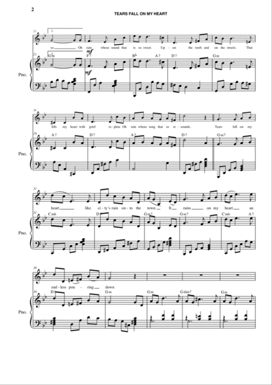 Tears fall on my heart Tears fall on my heart Voice scores gallery preview page 2