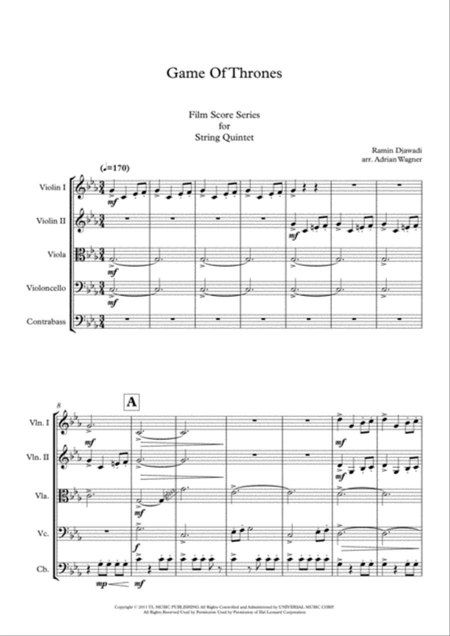 Game Of Thrones String Quintet scores gallery preview page 3