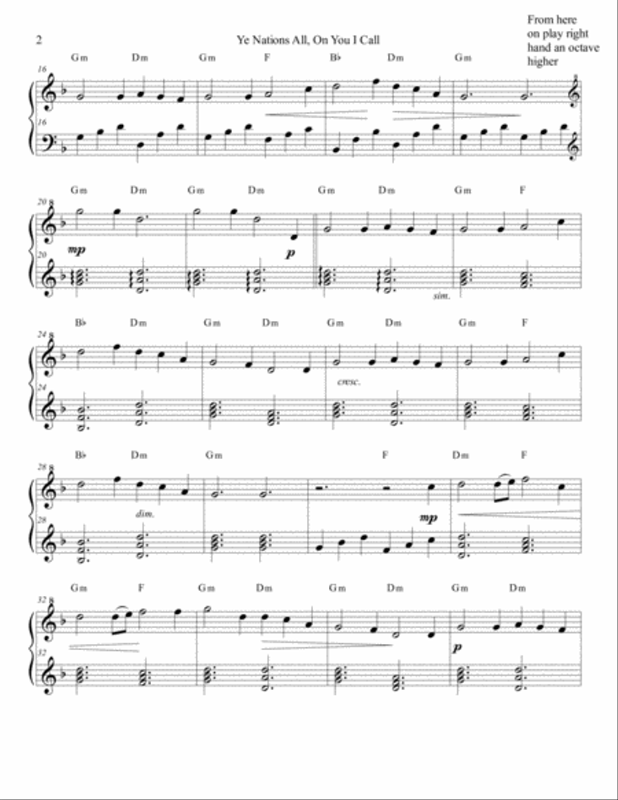 Ye Nations All - Christmas Hymn for lever harp - one sharp Celtic Harp scores gallery preview page 2