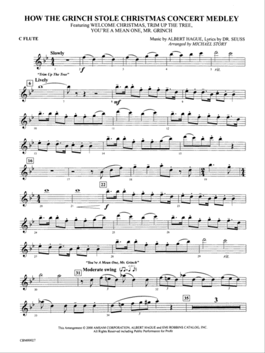 How the Grinch Stole Christmas: Flute Concert Band scores gallery preview page 1