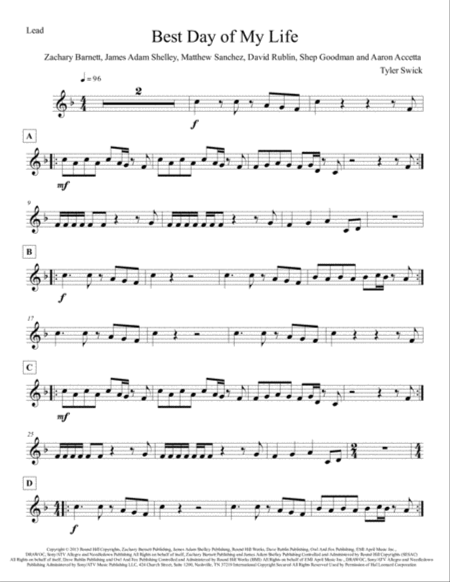 Best Day Of My Life Large Ensemble scores gallery preview page 1