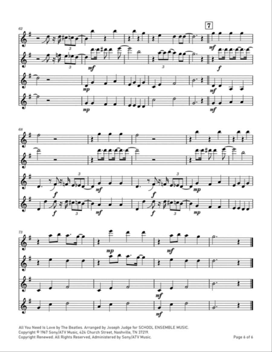 All You Need Is Love All You Need Is Love Clarinet Quartet scores gallery preview page 6
