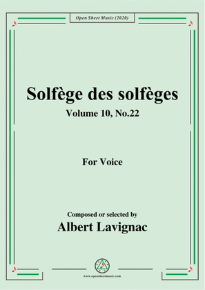 Book cover for Lavignac-Solfège des solfèges,Volume 10,No.22,for Voice