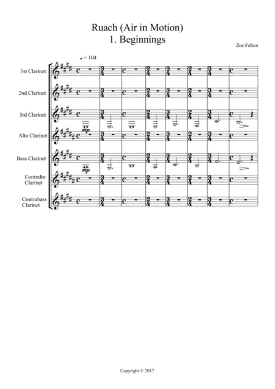 Ruach (Air in Motion) for Clarinet Choir Clarinet Choir scores gallery preview page 2