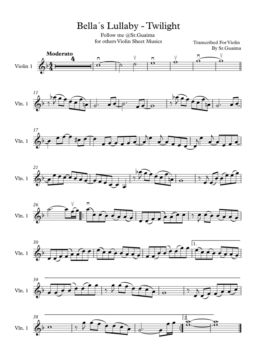 Bella's Lullaby Violin Solo scores gallery preview page 1