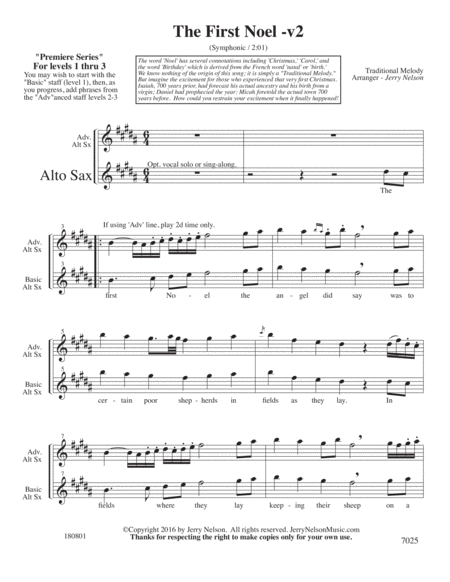 The First Noel-v2 (Arrangements Level 1-3 for ALTO SAX + Written Acc) image number null