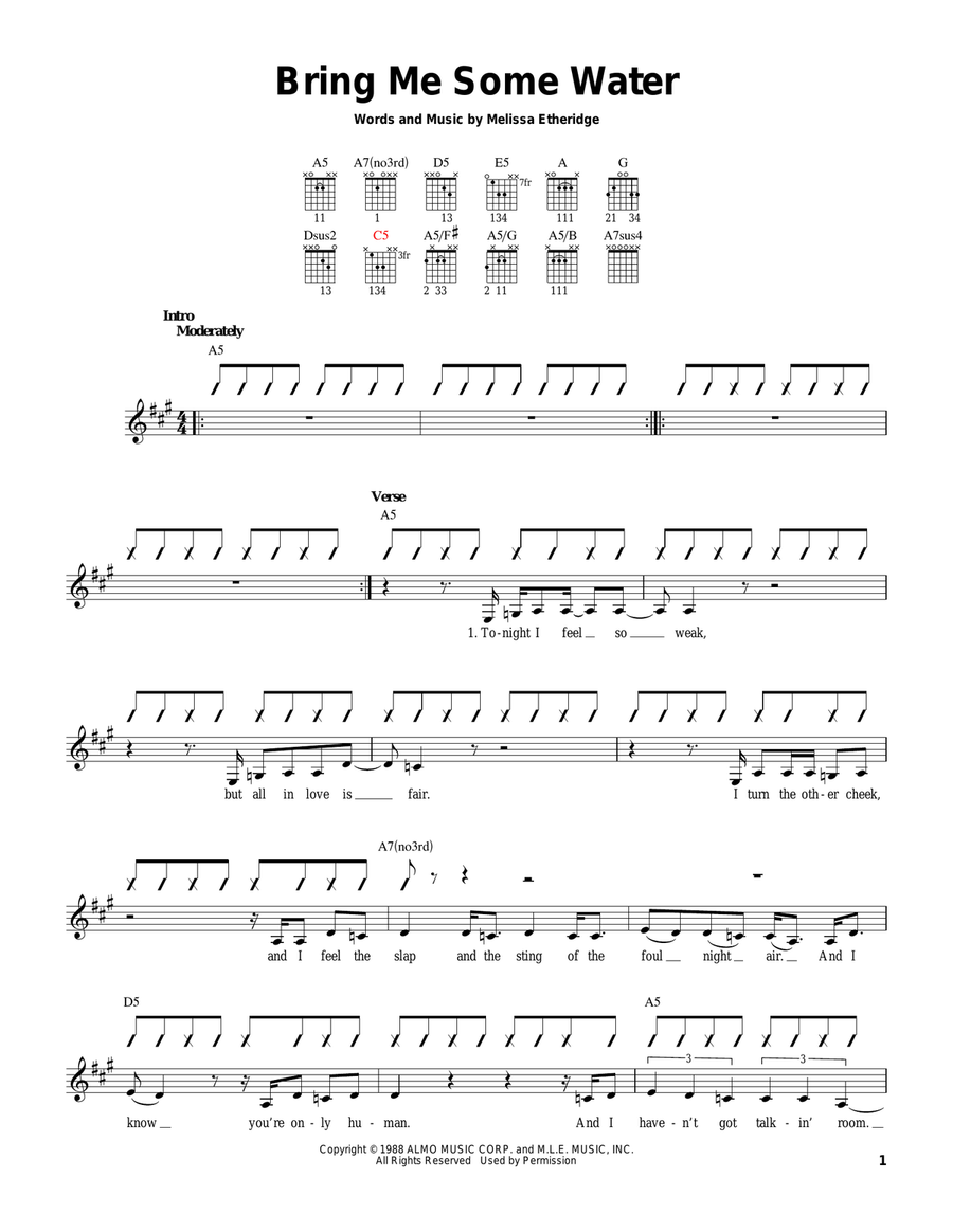 Bring Me Some Water Bring Me Some Water Acoustic Guitar scores gallery preview page 1