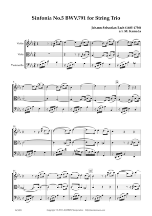 Sinfonia No.5 BWV.791 for String Trio