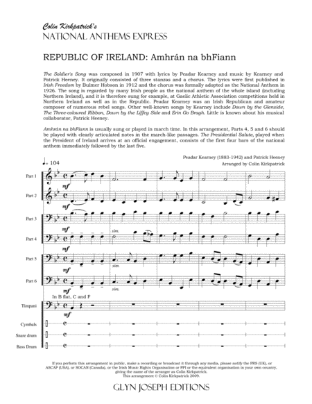 Republic of Ireland National Anthem: Amhrán na bhFiann image number null