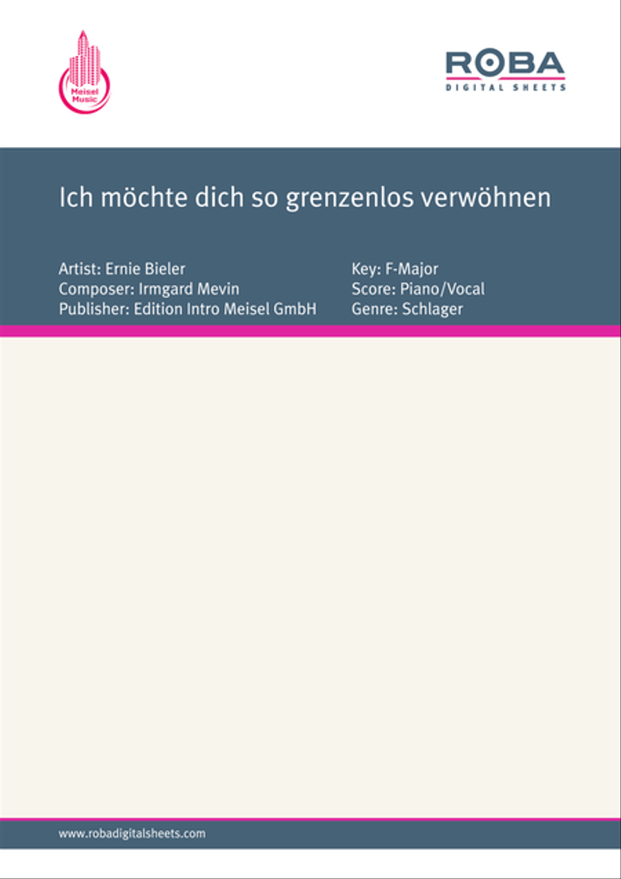 Ich mochte dich so grenzenlos verwohnen Piano, Vocal scores gallery preview page 1