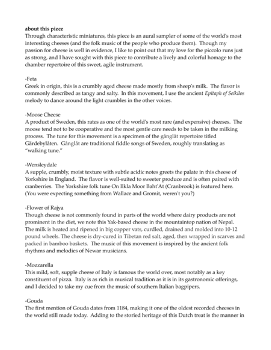 An Harmonic Disquisition Upon Various Types of Cheese Woodwind Quartet scores gallery preview page 2