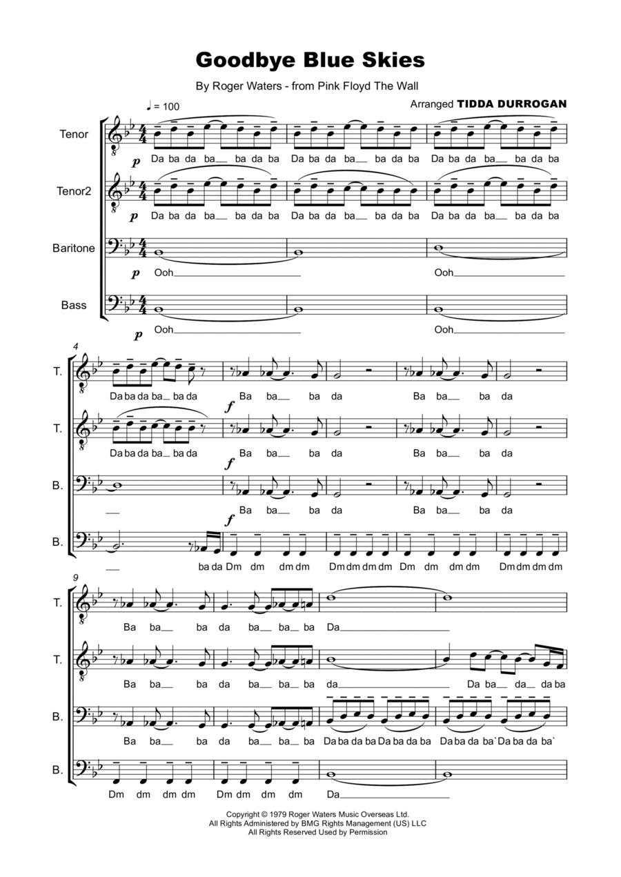 Goodbye Blue Sky Goodbye Blue Sky TTBB scores gallery preview page 1