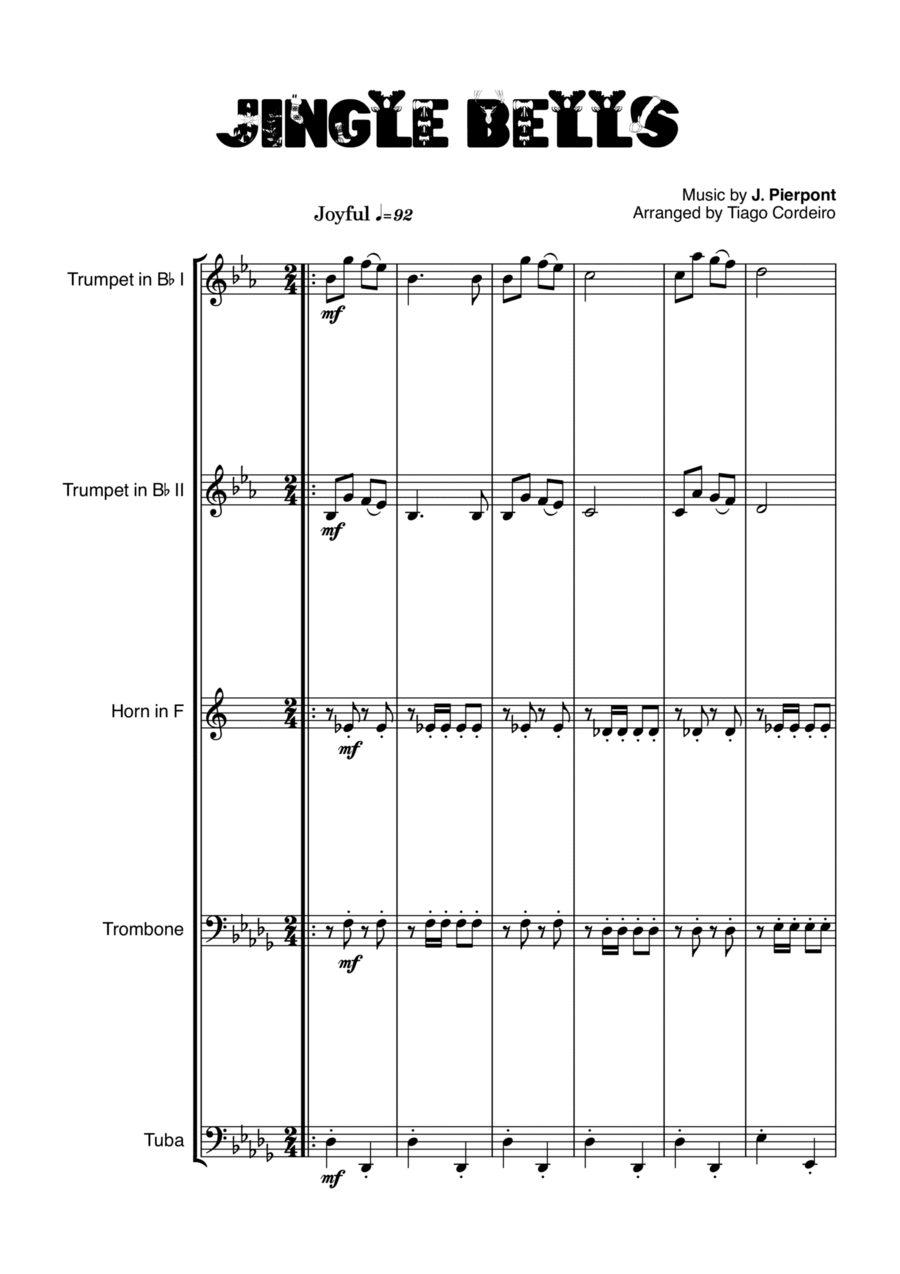 Jingle Bells Jingle Bells Brass Quintet scores gallery preview page 1