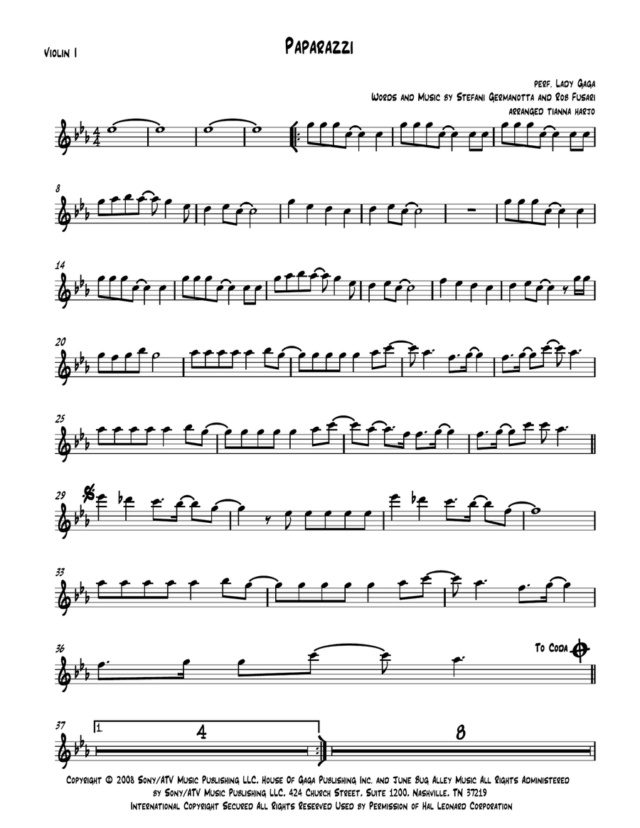 Paparazzi String Quartet scores gallery preview page 1
