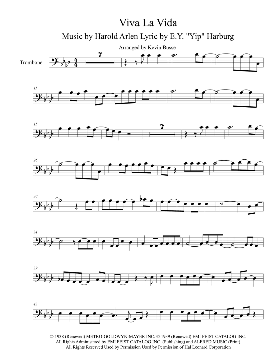 Viva La Vida Trombone Solo scores gallery preview page 1