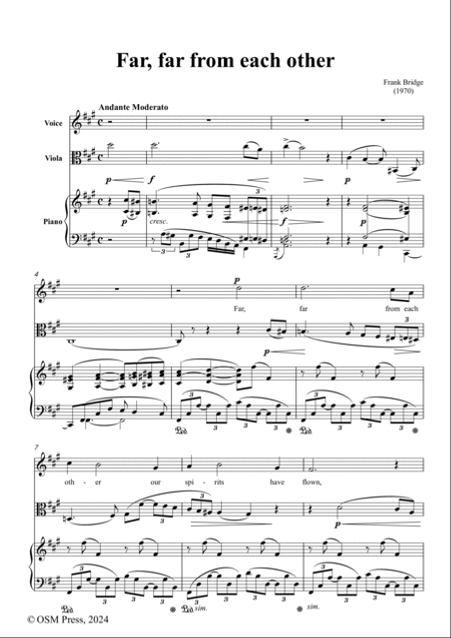 Frank Bridge-Far,far from each other,in f sharp minor,for Voice,Viola and Piano Small Ensemble scores gallery preview page 2
