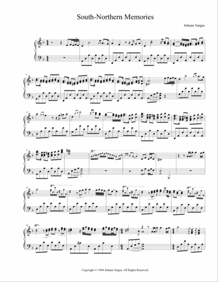 South-Northern Memories South-Northern Memories Piano Solo scores gallery preview page 1